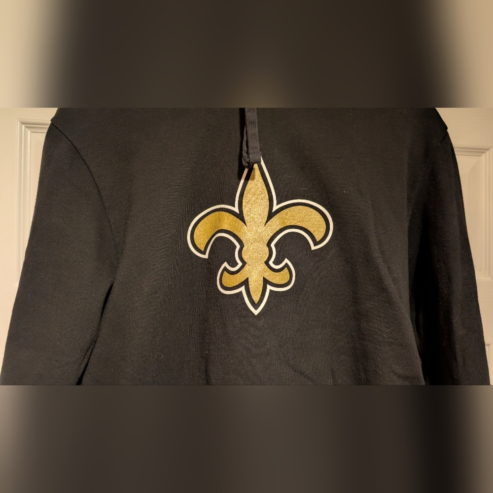 New Orleans Saints Fanatics NFL Black Hoodie Size Medium Cotton Polyester Blend - Picture 8 of 14